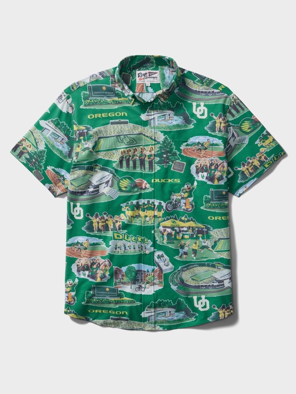 NEW Reyn Spooner University of Oregon Hawaiian Shirt Gren Mens XL NWt